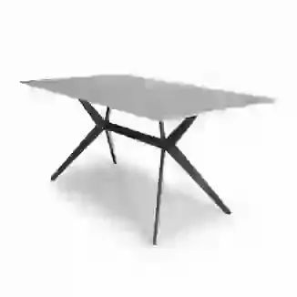 1.2m or 1.6m Grey Sintered Stone Fixed Top Dining Table with Black X Frame Legs